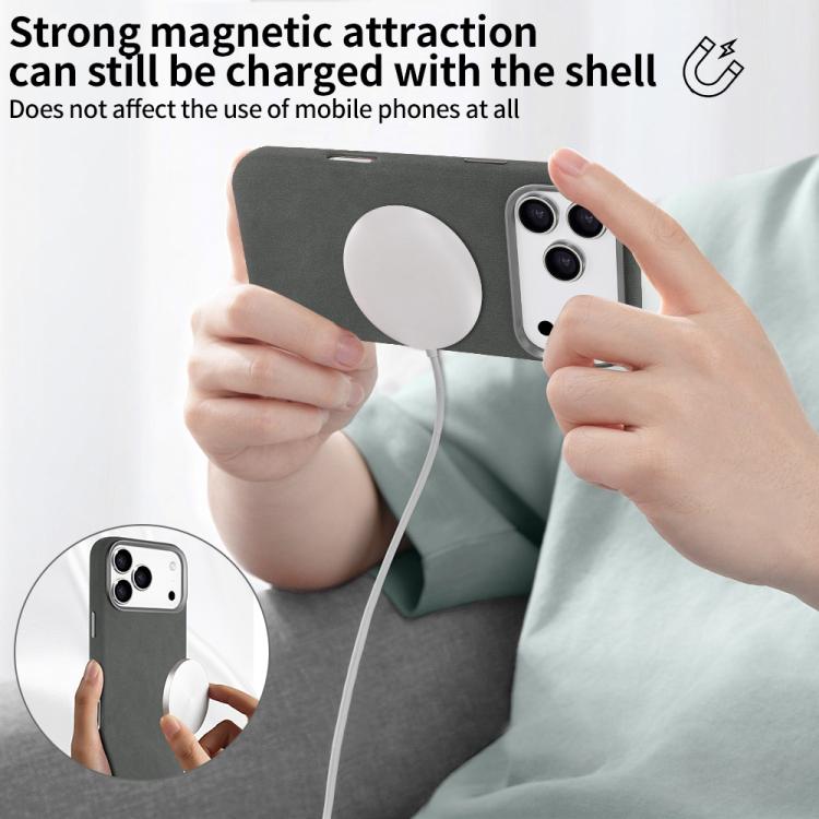 For iPhone 17 VIETAO Suede MagSafe PU Leather Phone Case(Dark Grey) by VIETAO