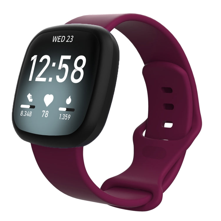 For Fitbit Versa 4 / Versa 3 / Sense 2 / Sense Silicone Watch Band, Size: L(Wine Red) by bashfashion