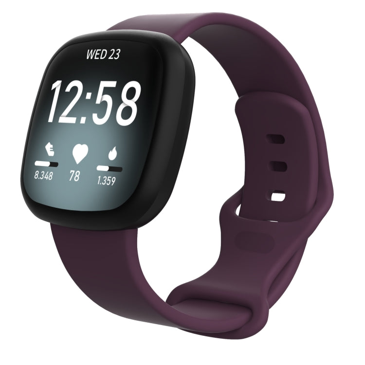 For Fitbit Versa 4 / Versa 3 / Sense 2 / Sense Silicone Watch Band, Size: L(Deep Purple) by bashfashion