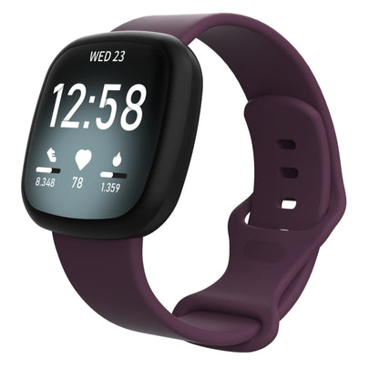 For Fitbit Versa 4 / Versa 3 / Sense 2 / Sense Silicone Watch Band, Size: L(Deep Purple) by bashfashion
