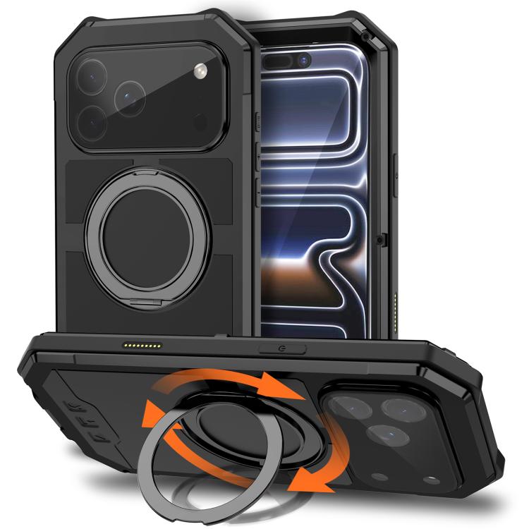 For iPhone 17 Pro Max R-JUST Life Waterproof Dustproof MagSafe Magnetic Holder Phone Case(Black) by R-JUST