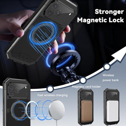 For iPhone 17 Pro Max R-JUST Life Waterproof Dustproof MagSafe Magnetic Holder Phone Case(Black) by R-JUST