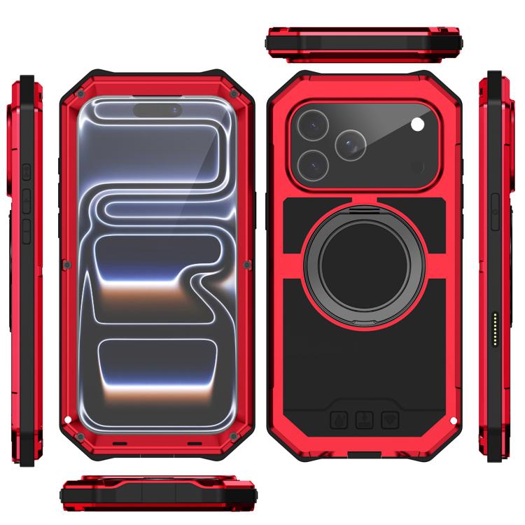 For iPhone 17 Pro Max R-JUST Life Waterproof Dustproof MagSafe Magnetic Holder Phone Case(Red) by R-JUST
