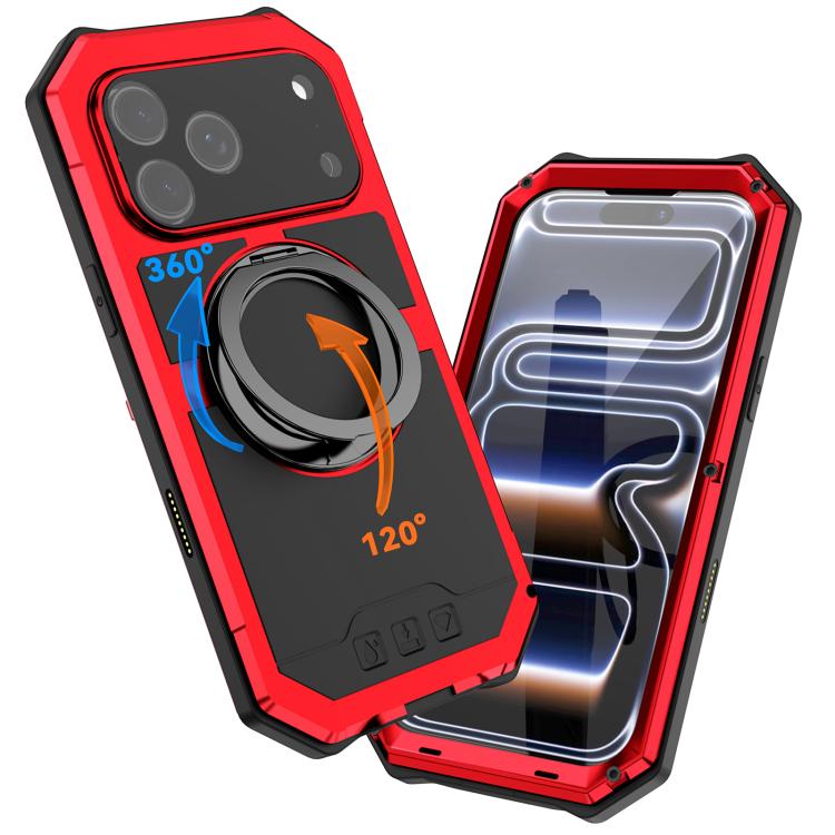 For iPhone 17 Pro Max R-JUST Life Waterproof Dustproof MagSafe Magnetic Holder Phone Case(Red) by R-JUST