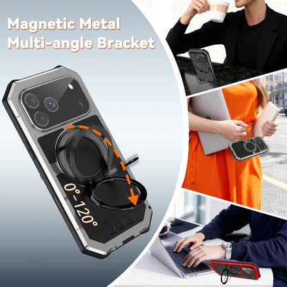 For iPhone 17 Pro Max R-JUST Life Waterproof Dustproof MagSafe Magnetic Holder Phone Case(Silver) by R-JUST