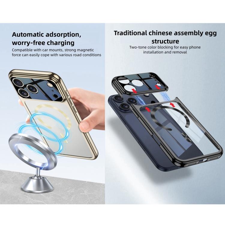 For iPhone 17 Pro Max GKK Electroplating Phantom Splicing MagSafe Magnetic Phone Case(Black) by GKK