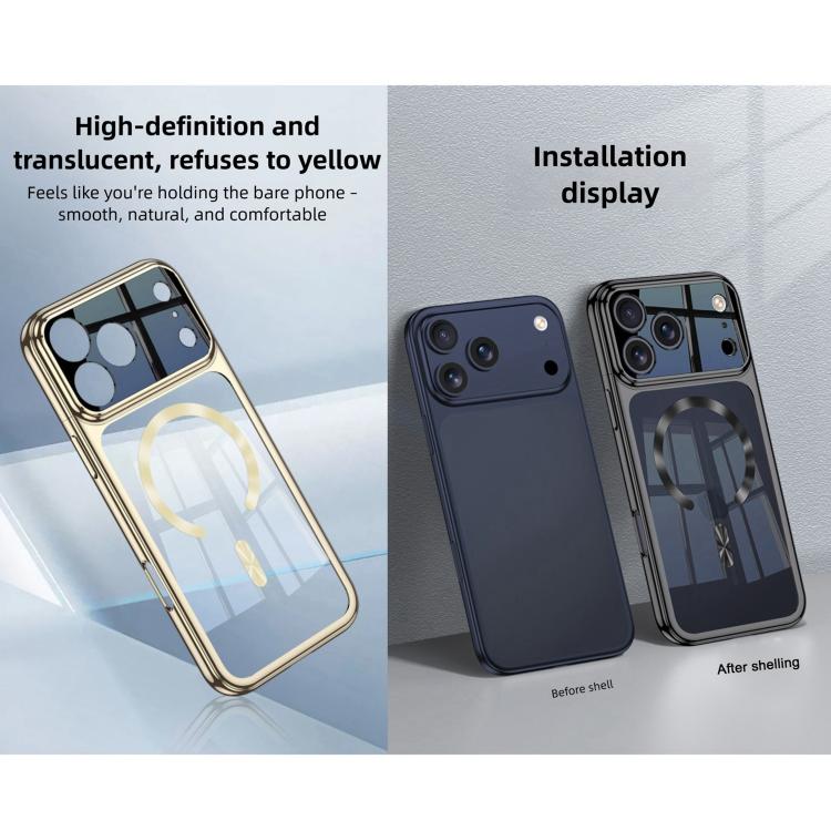 For iPhone 17 Pro Max GKK Electroplating Phantom Splicing MagSafe Magnetic Phone Case(Champagne Gold) by GKK