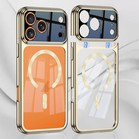 For iPhone 17 Pro GKK Electroplating Phantom Splicing MagSafe Magnetic Phone Case(Champagne Gold) by GKK