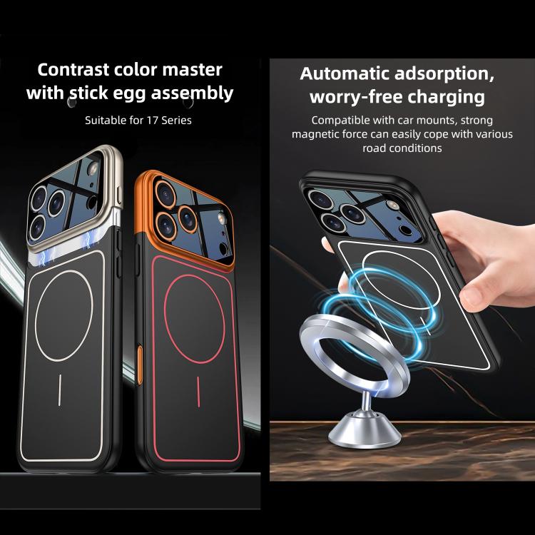 For iPhone 17 Pro Max GKK Color Master Splicing MagSafe Magnetic Frame Phone Case(Grey Black) by GKK