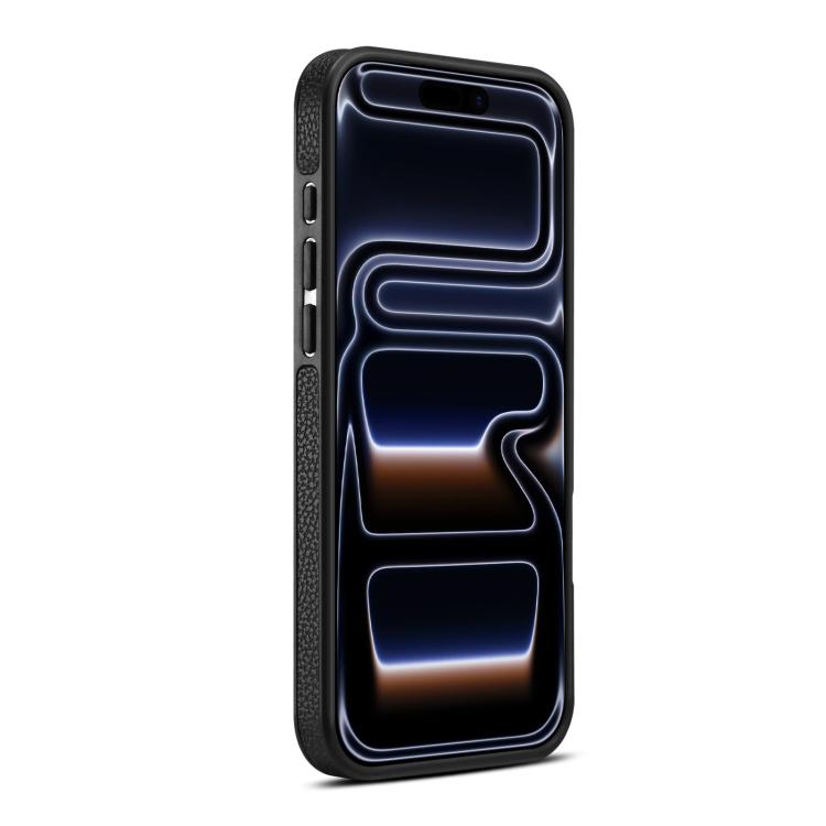 For iPhone 17 Pro Denior A25 Litchi Texture MagSafe Phone Case with Holder(Black) by Denior