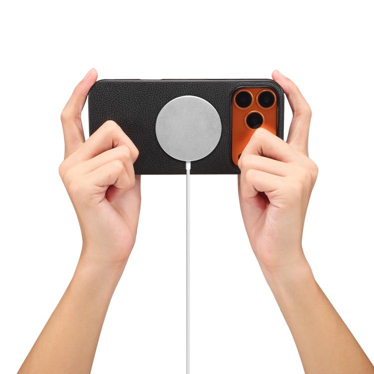 For iPhone 17 Pro Max Denior D30 Calf Texture MagSafe Card Bag Phone Case(Black) by Denior