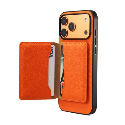 For iPhone 17 Pro Max Denior D30 Calf Texture MagSafe Card Bag Phone Case(Orange) by Denior