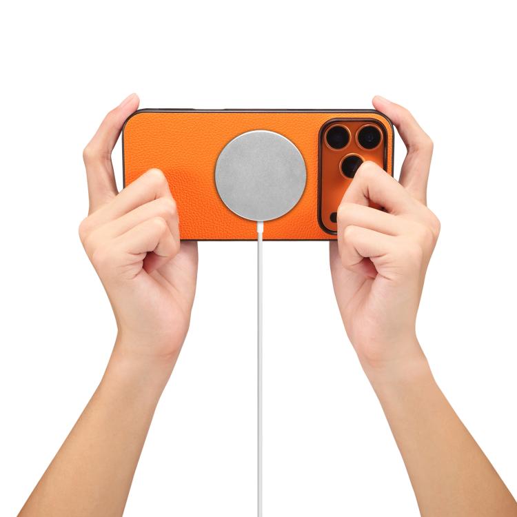 For iPhone 17 Pro Denior D30 Calf Texture MagSafe Card Bag Phone Case(Orange) by Denior