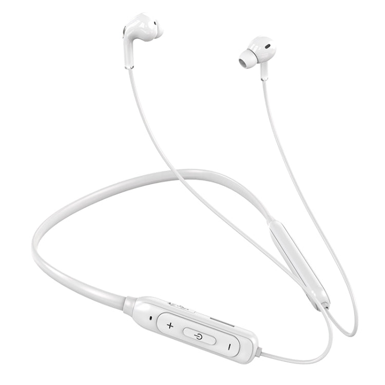 M60 8D Surround Sound Wireless Neck-mounted 5.1 Bluetooth Earphone Support TF Card MP3 Mode(White) by bashfashion