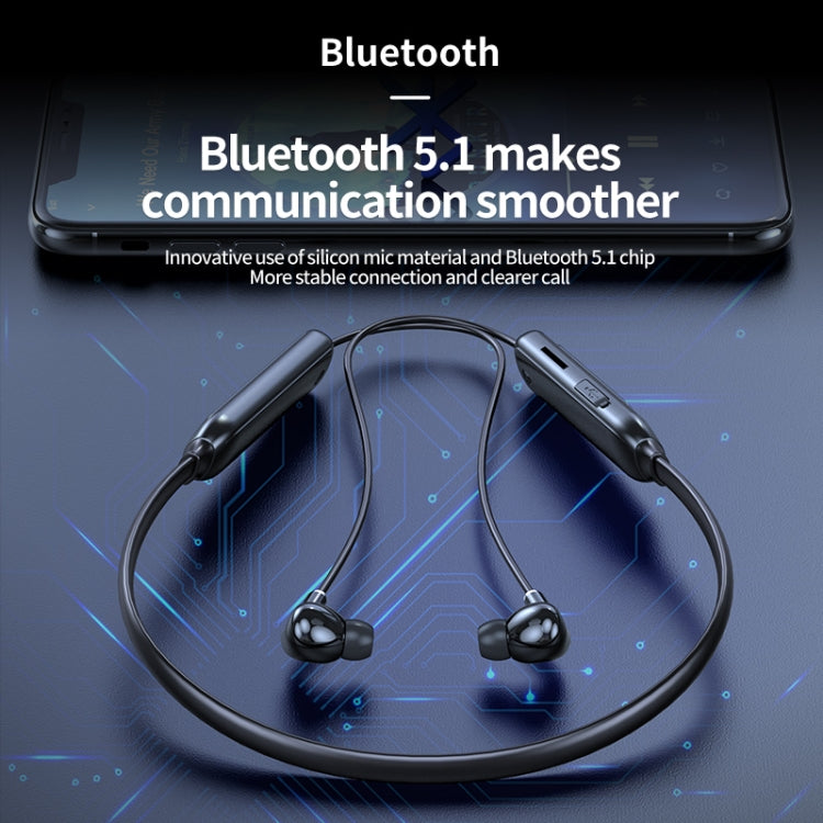 M60 8D Surround Sound Wireless Neck-mounted 5.1 Bluetooth Earphone Support TF Card MP3 Mode(White) by bashfashion