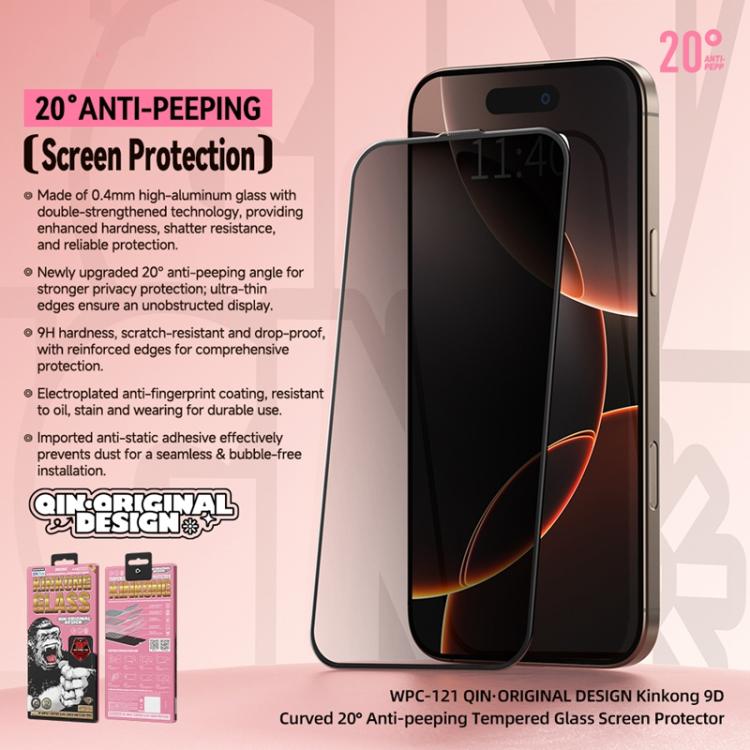 For iPhone Air WK WTP-121 Qin-Original Design 9D Curved 20-degree Privacy Tempered Glass Film by WK
