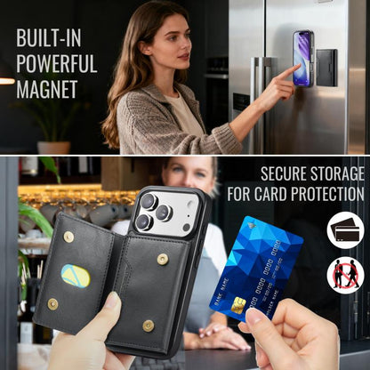 For iPhone 17 Pro MAGKING K4 Series MagSafe RFID Tri-fold Card Bag Detachable Phone Case(Black) by MAGKING