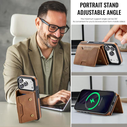 For iPhone 17 Pro MAGKING K4 Series MagSafe RFID Tri-fold Card Bag Detachable Phone Case(Brown) by MAGKING