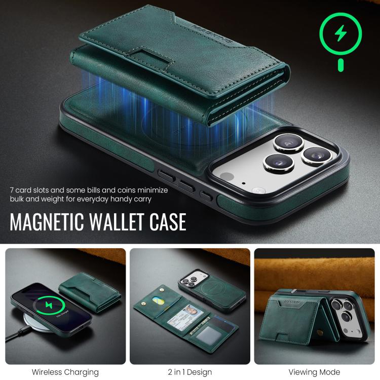 For iPhone 17 Pro MAGKING K4 Series MagSafe RFID Tri-fold Card Bag Detachable Phone Case(Green) by MAGKING