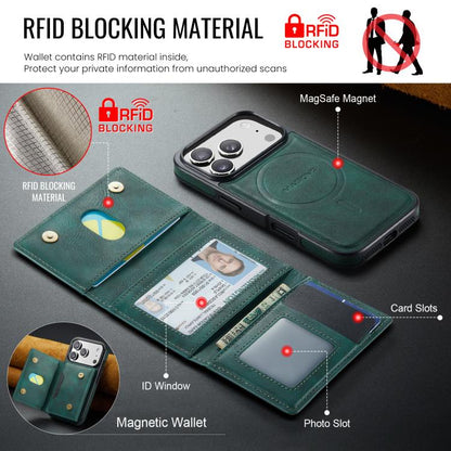 For iPhone 17 Pro MAGKING K4 Series MagSafe RFID Tri-fold Card Bag Detachable Phone Case(Green) by MAGKING