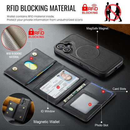 For iPhone 17 MAGKING K4 Series MagSafe RFID Tri-fold Card Bag Detachable Phone Case(Black) by MAGKING