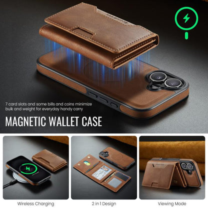 For iPhone 17 MAGKING K4 Series MagSafe RFID Tri-fold Card Bag Detachable Phone Case(Brown) by MAGKING