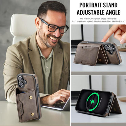 For iPhone 17 MAGKING K4 Series MagSafe RFID Tri-fold Card Bag Detachable Phone Case(Coffee) by MAGKING