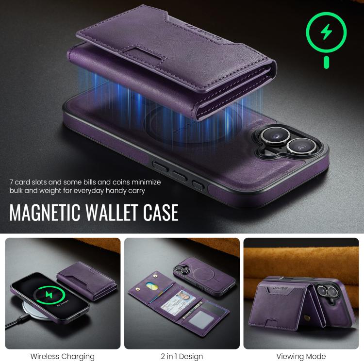 For iPhone 17 MAGKING K4 Series MagSafe RFID Tri-fold Card Bag Detachable Phone Case(Purple) by MAGKING
