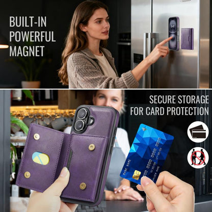 For iPhone 17 MAGKING K4 Series MagSafe RFID Tri-fold Card Bag Detachable Phone Case(Purple) by MAGKING