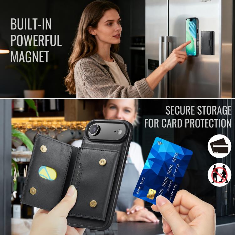 For iPhone Air MAGKING K4 Series MagSafe RFID Tri-fold Card Bag Detachable Phone Case(Black) by MAGKING