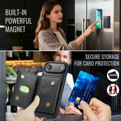 For iPhone Air MAGKING K4 Series MagSafe RFID Tri-fold Card Bag Detachable Phone Case(Black) by MAGKING