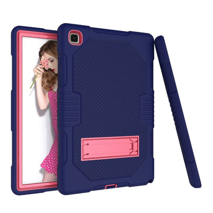 For Samsung Galaxy Tab A7 10.4 (2020) T500 / T505 Contrast Color Robot Shockproof Silicon + PC Protective Case with Holder & Pen Slot(Navy Blue Rose) by bashfashion