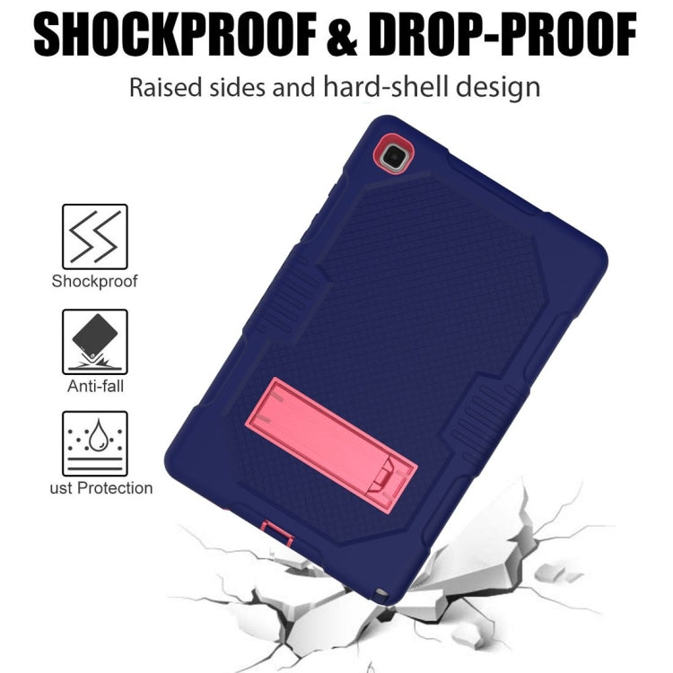 For Samsung Galaxy Tab A7 10.4 (2020) T500 / T505 Contrast Color Robot Shockproof Silicon + PC Protective Case with Holder & Pen Slot(Navy Blue Rose) by bashfashion