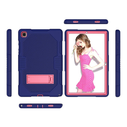 For Samsung Galaxy Tab A7 10.4 (2020) T500 / T505 Contrast Color Robot Shockproof Silicon + PC Protective Case with Holder & Pen Slot(Navy Blue Rose) by bashfashion