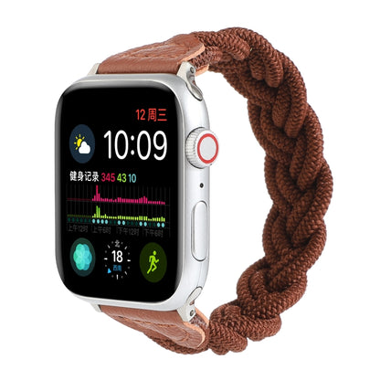 Elastic Woven Watch Band For Apple Watch Series 9&8&7 41mm / SE 3&SE 2&6&SE&5&4 40mm / 3&2&1 38mm, Length:120mm(Coffee) by bashfashion