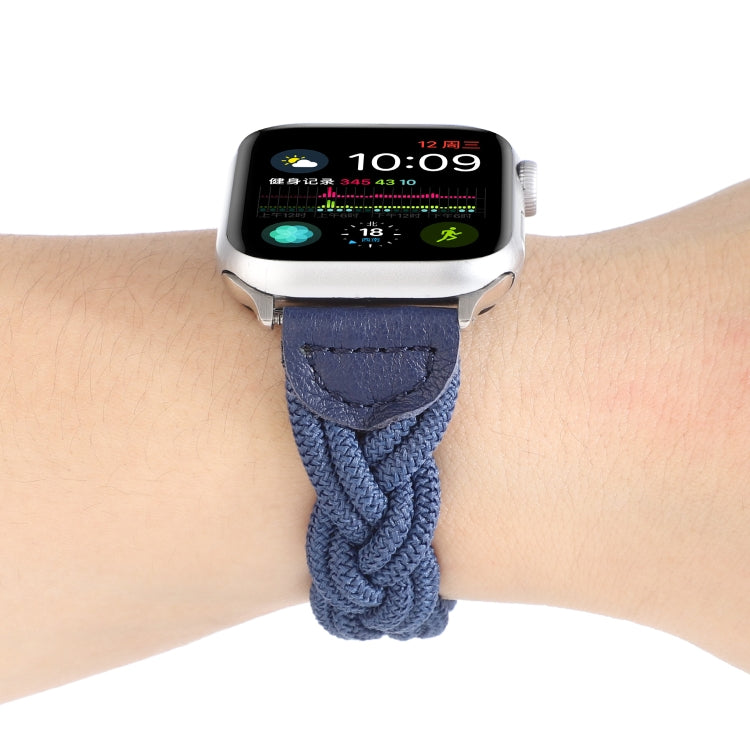 Elastic Woven Watch Band For Apple Watch Series 9&8&7 41mm / SE 3&SE 2&6&SE&5&4 40mm / 3&2&1 38mm, Length:120mm(Blue) by bashfashion