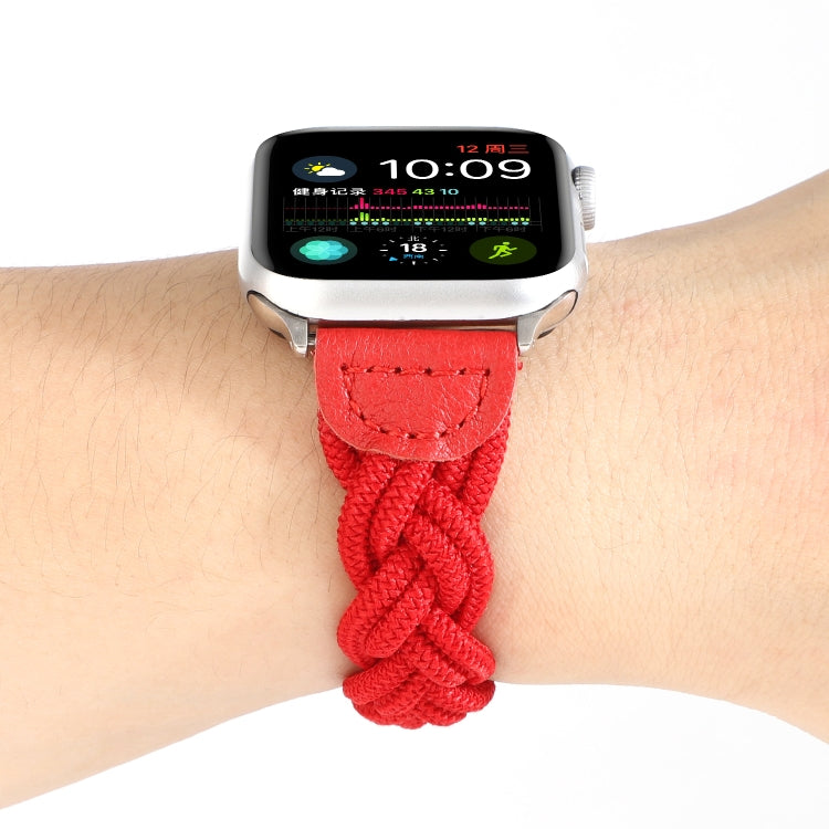 Elastic Woven Watch Band For Apple Watch Series 9&8&7 41mm / SE 3&SE 2&6&SE&5&4 40mm / 3&2&1 38mm, Length:120mm(Red) by bashfashion