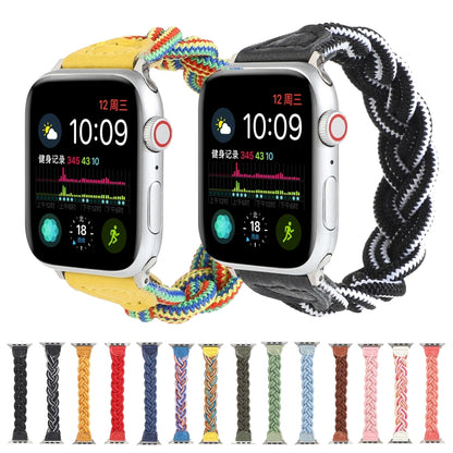 Elastic Woven Watch Band For Apple Watch Series 9&8&7 41mm / SE 3&SE 2&6&SE&5&4 40mm / 3&2&1 38mm, Length:120mm(Dark Green) by bashfashion