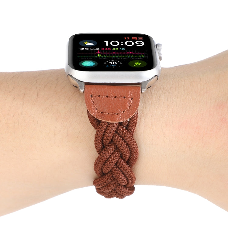 Elastic Woven Watch Band For Apple Watch Series 7 41mm / 6 & SE & 5 & 4 40mm / 3 & 2 & 1 38mm, Length:130mm(Coffee) by bashfashion