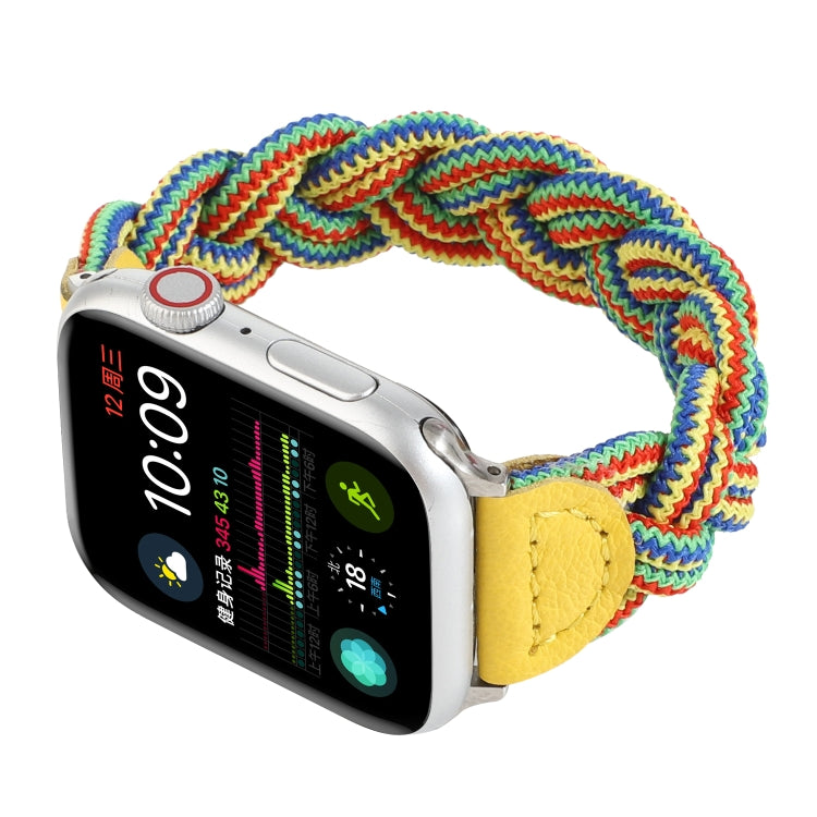 Elastic Woven Watch Band For Apple Watch Series 9&8&7 41mm / SE 3&SE 2&6&SE&5&4 40mm / 3&2&1 38mm, Length:130mm(Yellow Green Orange) by bashfashion