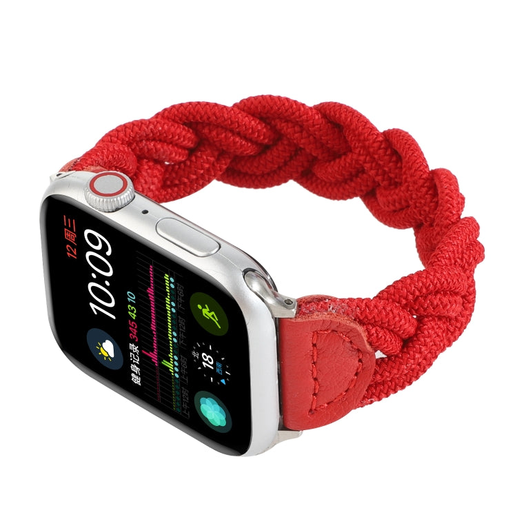 Elastic Woven Watch Band For Apple Watch Series 7 41mm / 6 & SE & 5 & 4 40mm / 3 & 2 & 1 38mm, Length:130mm(Red) by bashfashion