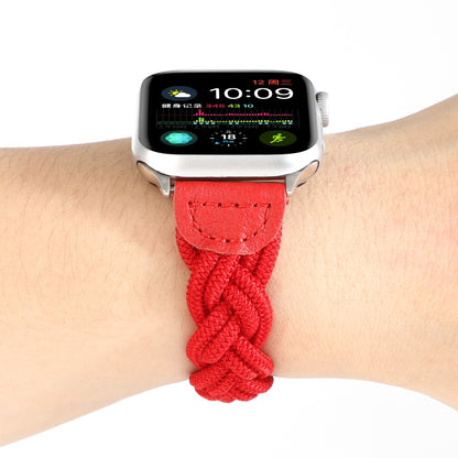 Elastic Woven Watch Band For Apple Watch Series 7 41mm / 6 & SE & 5 & 4 40mm / 3 & 2 & 1 38mm, Length:130mm(Red) by bashfashion