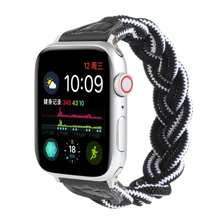 Elastic Woven Watch Band For Apple Watch Series 9&8&7 41mm / SE 3&SE 2&6&SE&5&4 40mm / 3&2&1 38mm, Length:130mm(Black White) by bashfashion