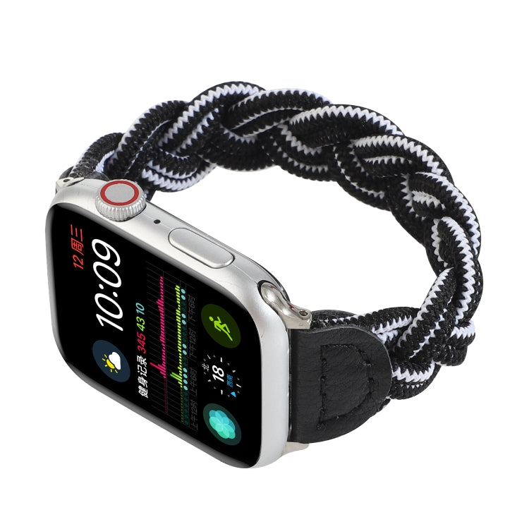 Elastic Woven Watch Band For Apple Watch Series 9&8&7 41mm / SE 3&SE 2&6&SE&5&4 40mm / 3&2&1 38mm, Length:130mm(Black White) by bashfashion