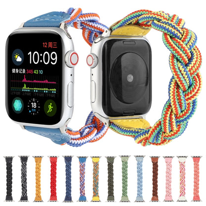 Elastic Woven Watch Band For Apple Watch Series 9&8&7 41mm / SE 3&SE 2&6&SE&5&4 40mm / 3&2&1 38mm, Length:130mm(Dark Green) by bashfashion