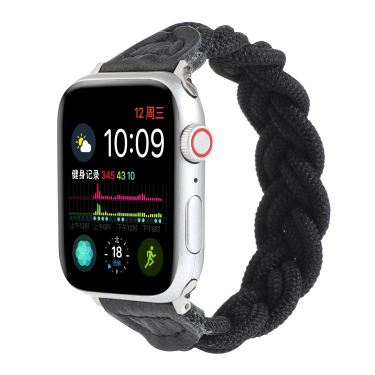 Elastic Woven Watch Band For Apple Watch Series 7 41mm / 6 & SE & 5 & 4 40mm / 3 & 2 & 1 38mm, Length:150mm(Black) by bashfashion