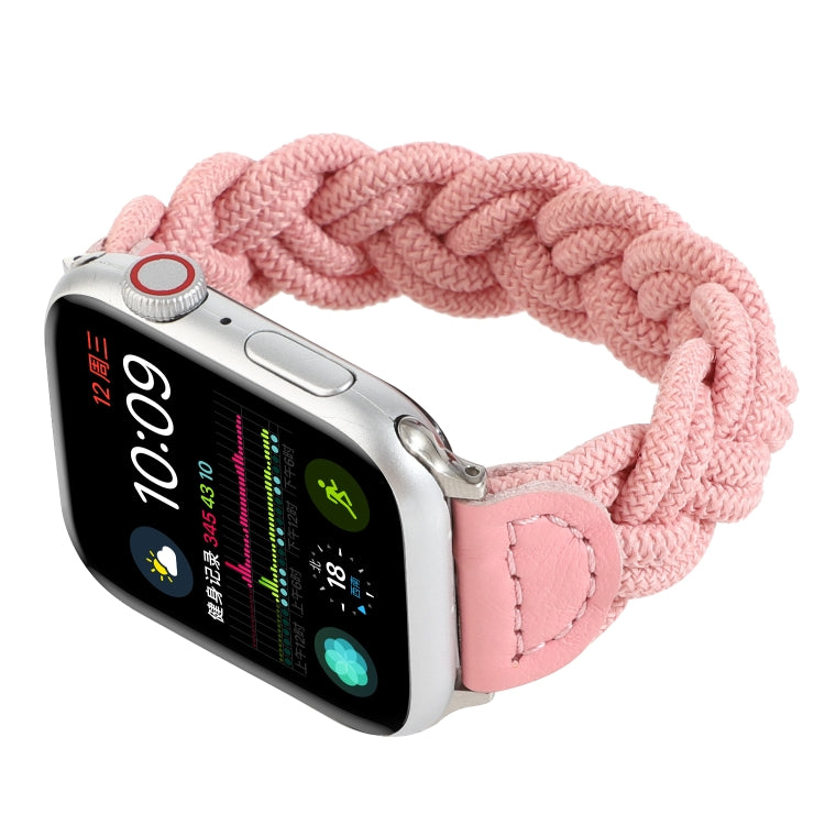 Elastic Woven Watch Band For Apple Watch Series 7 41mm / 6 & SE & 5 & 4 40mm / 3 & 2 & 1 38mm, Length:150mm(Pink) by bashfashion