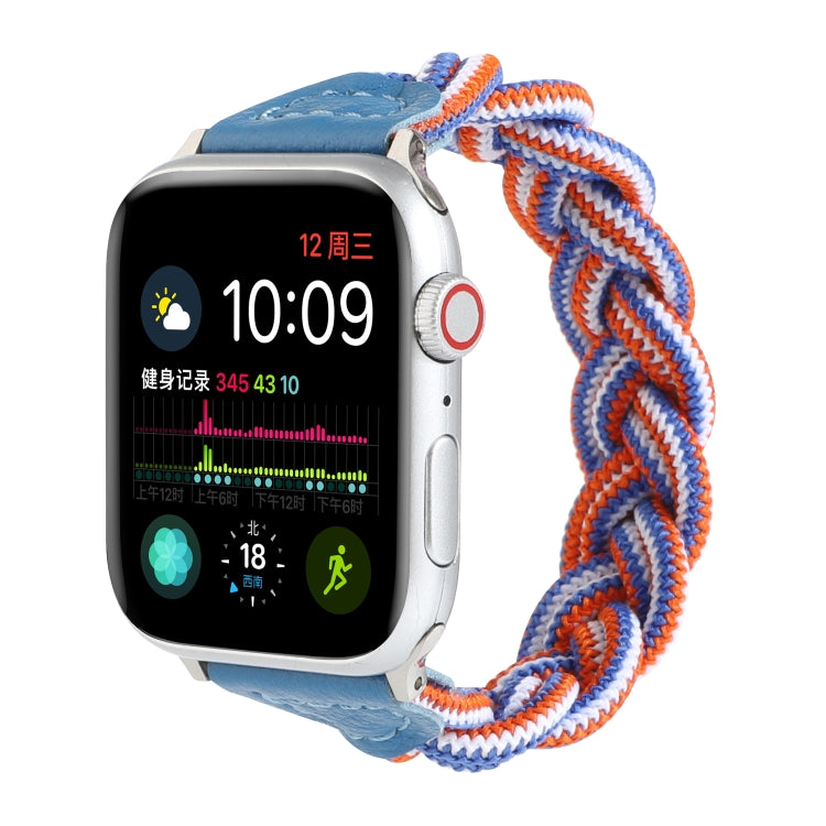 Elastic Woven Watch Band For Apple Watch Series 7 41mm / 6 & SE & 5 & 4 40mm / 3 & 2 & 1 38mm, Length:150mm(Blue White Orange) by bashfashion