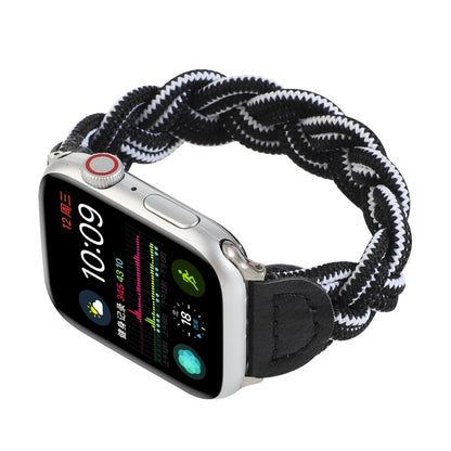 Elastic Woven Watch Band For Apple Watch Series 7 41mm / 6 & SE & 5 & 4 40mm / 3 & 2 & 1 38mm, Length:150mm(Black White) by bashfashion