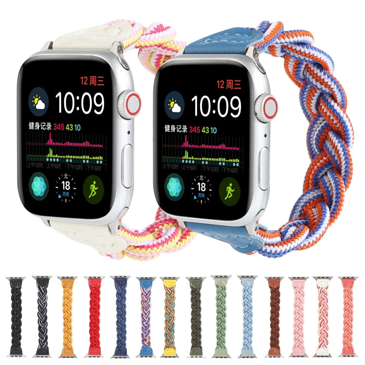 Elastic Woven Watch Band For Apple Watch Series 7 41mm / 6 & SE & 5 & 4 40mm / 3 & 2 & 1 38mm, Length:150mm(Blue White Orange) by bashfashion